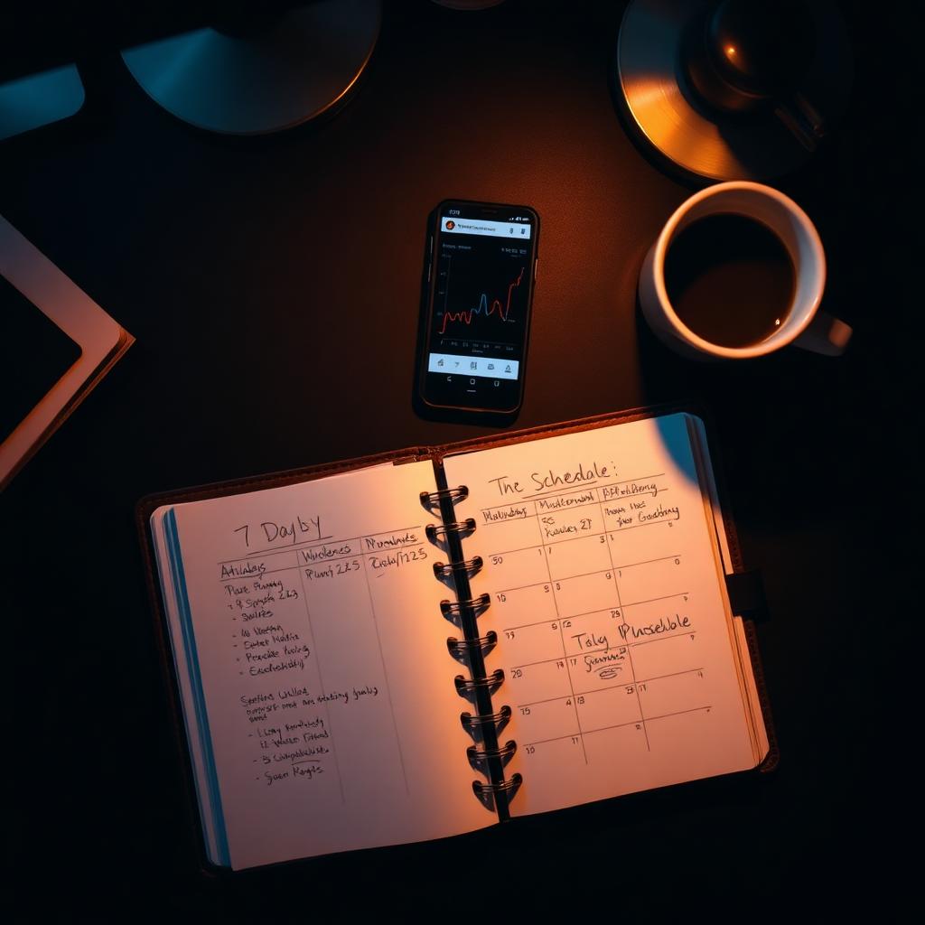 Planner de 7 días con métricas de redes sociales